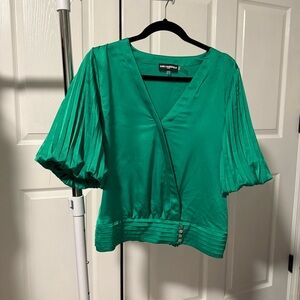 Karl Lagerfeld Green Flutter Sleeve Wrap Blouse